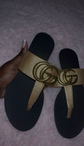 Gold leather Gucci sandals