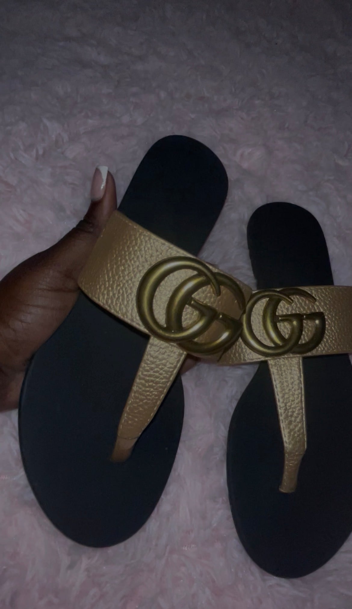 Gold leather Gucci sandals