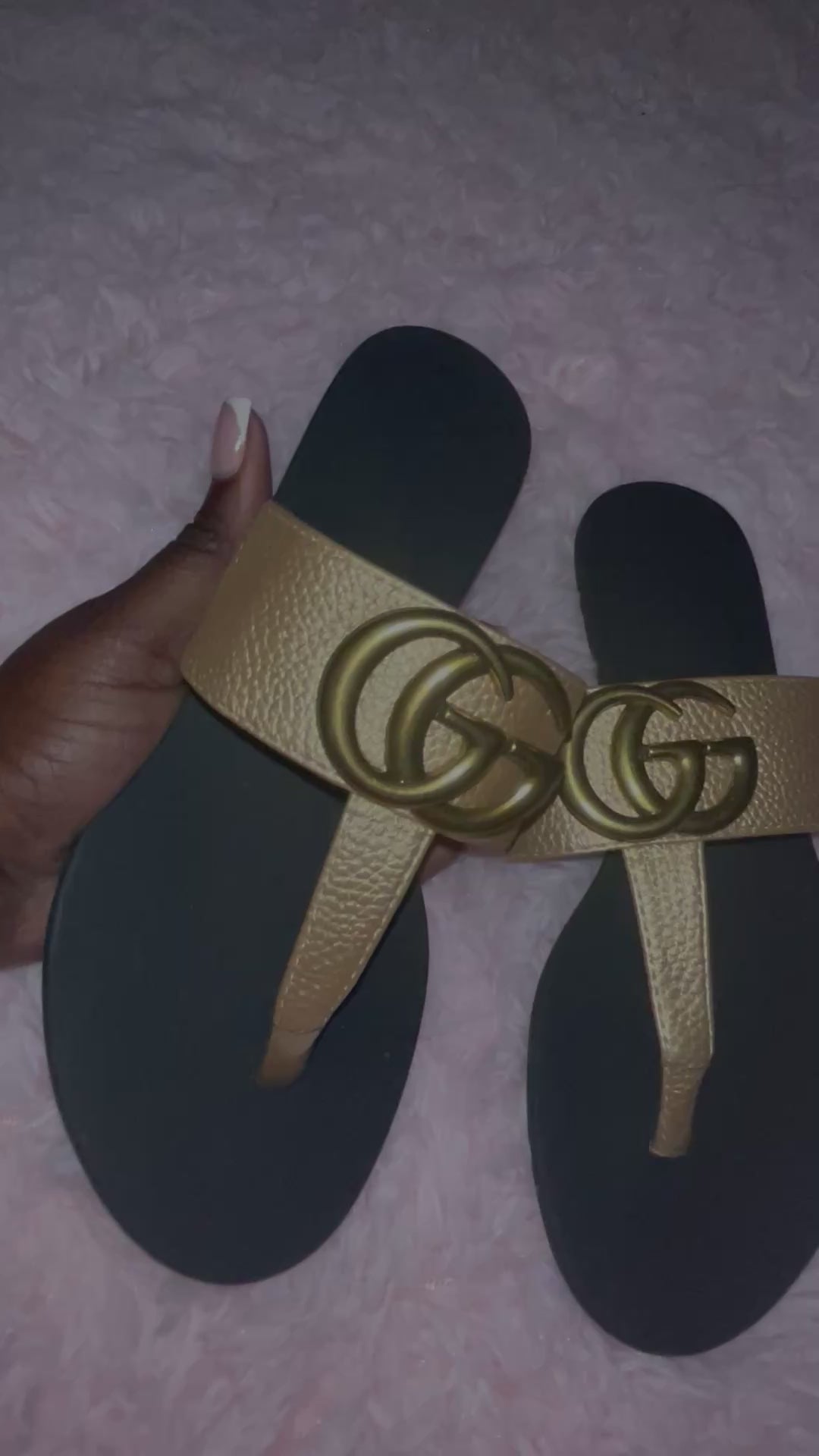 Gold leather Gucci sandals